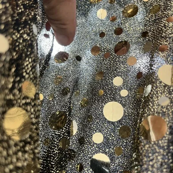 NOS Gold Sparkly Top Vtg Size 16 USA Glam Party Semi Sheer Caron Disco Rave New - Picture 13 of 17